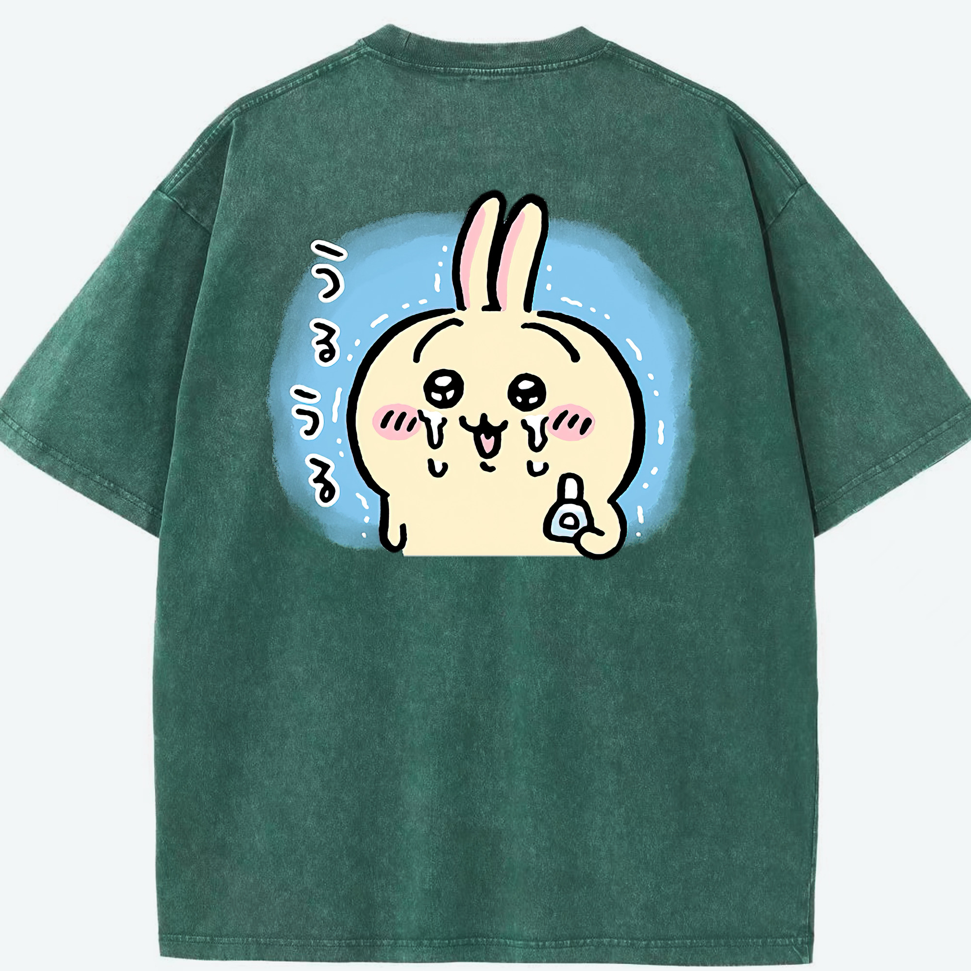 （画像用） ちいかわ うさぎ Chii-kawa usagi 綿100% ヴィンテージ風 半袖Tシャツ（背面プリント）